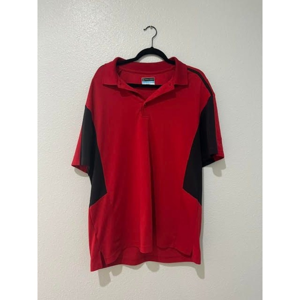 PGA Tour Airflux Mens XL Red Black Colorblock Golf Polo Shirt Short Sleeve